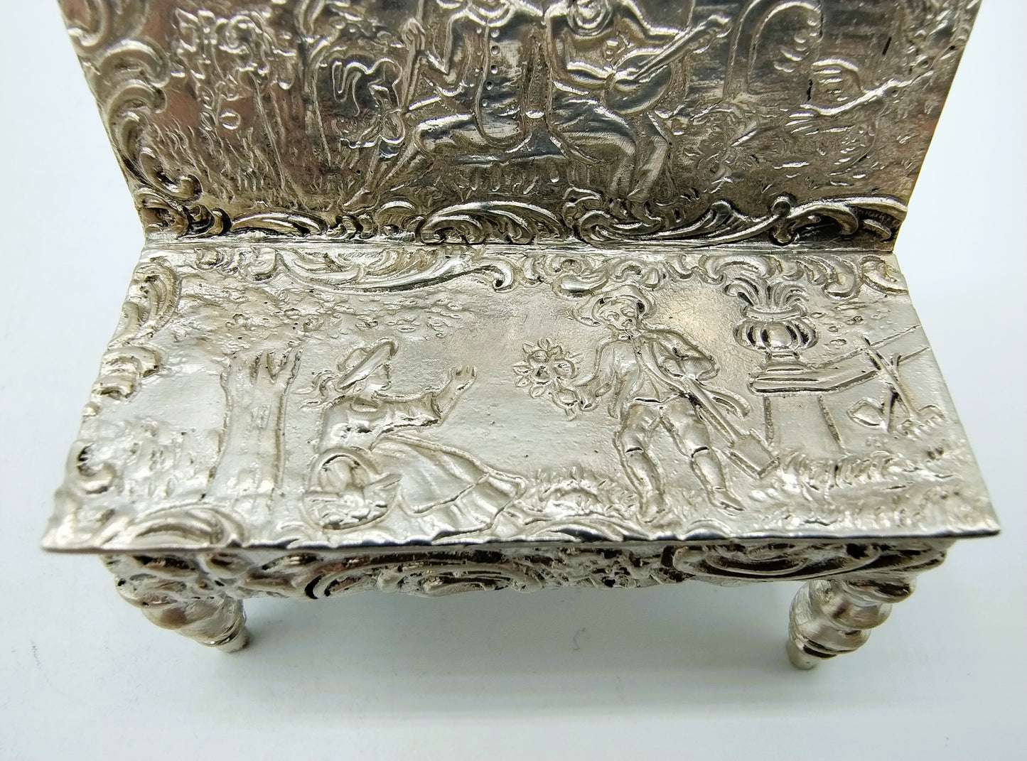 Silver miniature bench, Gebr. Dingeldein, Hanau, c. 1890