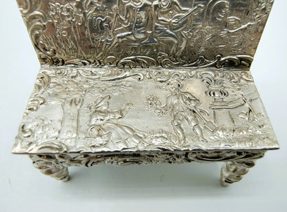 Silver miniature bench, Gebr. Dingeldein, Hanau, c. 1890