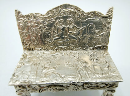 Silver miniature bench, Gebr. Dingeldein, Hanau, c. 1890