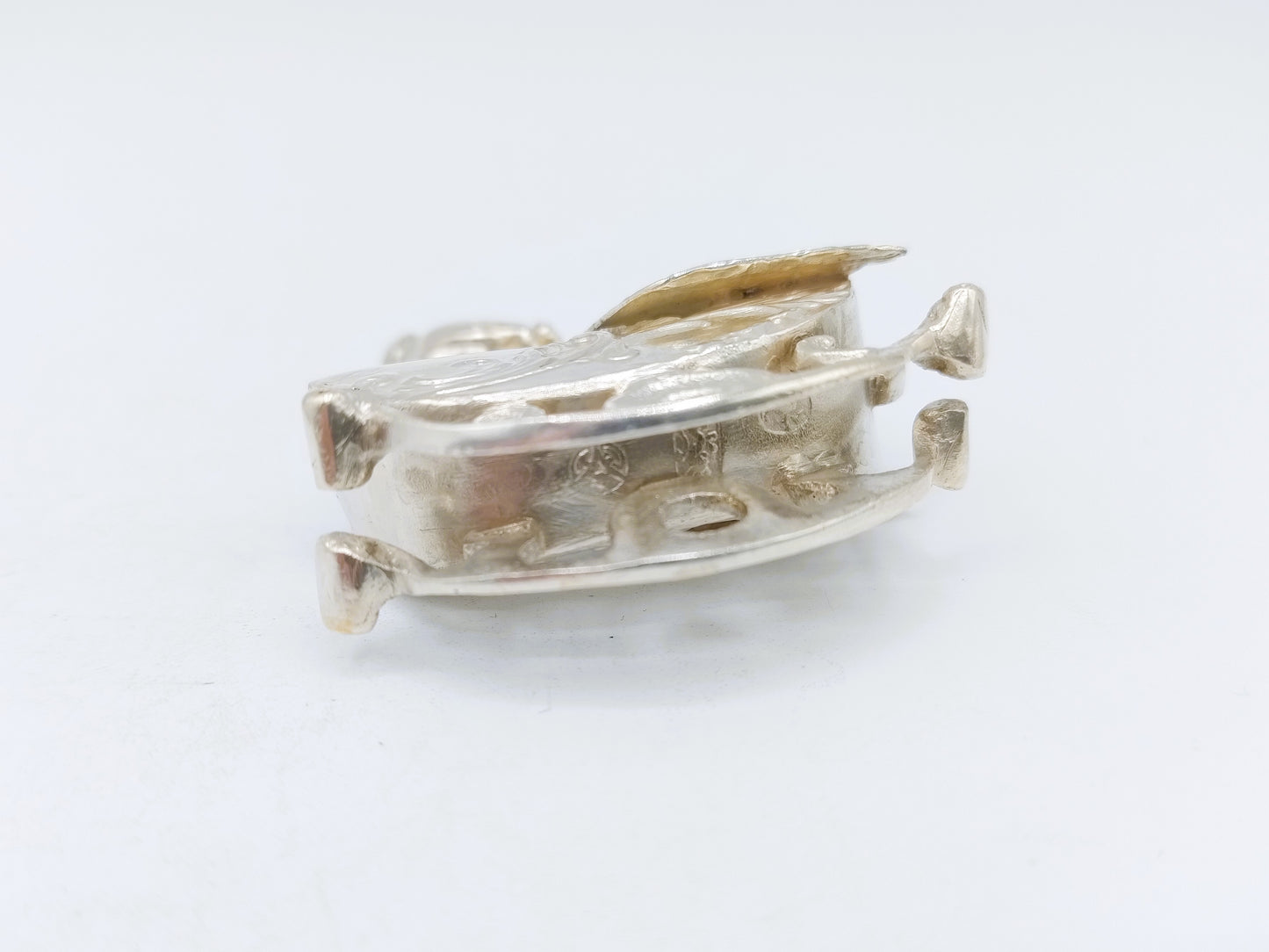 Silver miniature, cradle with stork, K. Kurz, Kesselstadt, ca. 1890