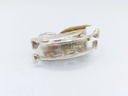Silver miniature, cradle with stork, K. Kurz, Kesselstadt, ca. 1890
