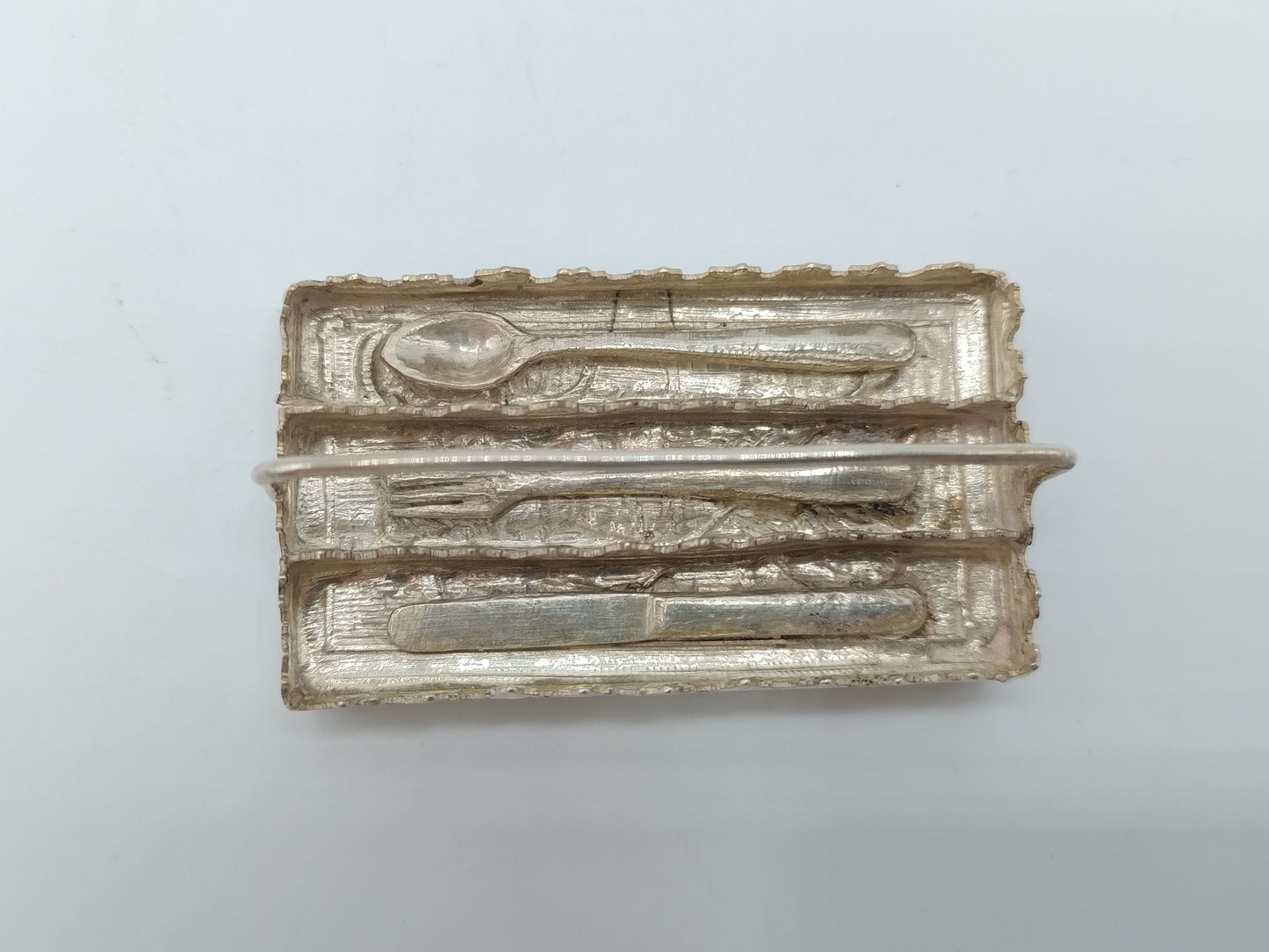 Zilveren miniatuur bestekdoos, 19e eeuws