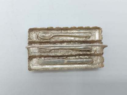 Zilveren miniatuur bestekdoos, 19e eeuws