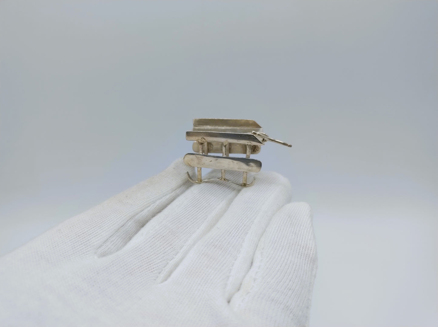 Zilveren miniatuur trekslee, 18e eeuws