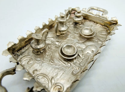 Silver miniature, tray with tea set, I. Miller, London, 1899