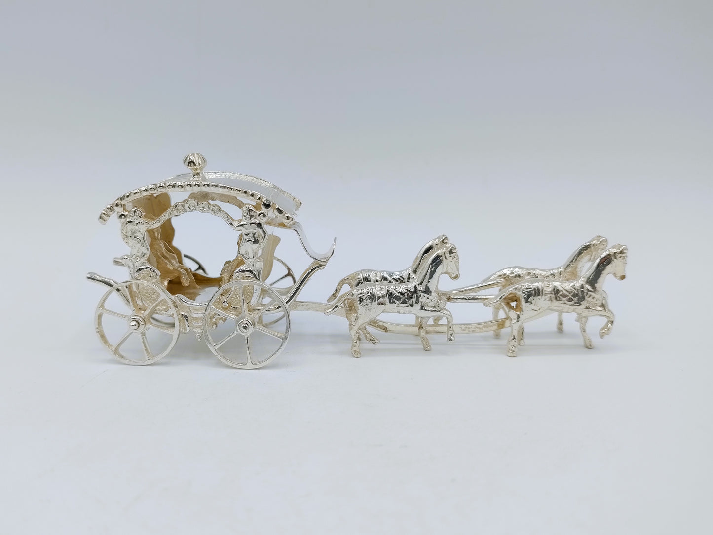 Zilveren miniatuur koets met 4 paarden, A.F. Westerwaal, Amsterdam, ca. 1910
