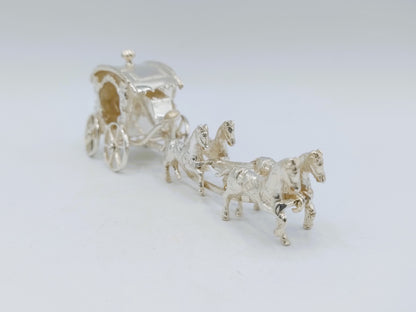 Zilveren miniatuur koets met 4 paarden, A.F. Westerwaal, Amsterdam, ca. 1910