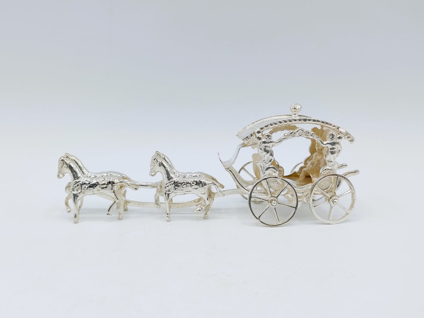 Zilveren miniatuur koets met 4 paarden, A.F. Westerwaal, Amsterdam, ca. 1910