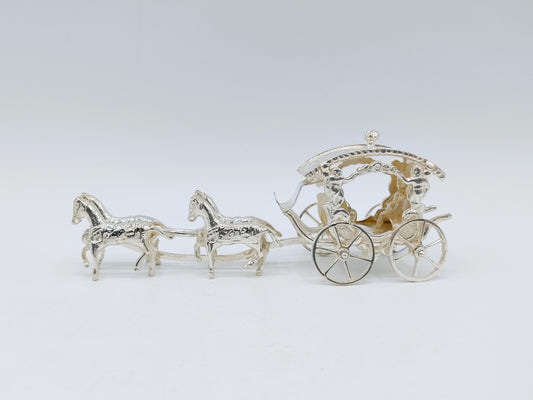 Silver miniature coach with 4 horses, A.F. Westerwaal, Amsterdam, c. 1910