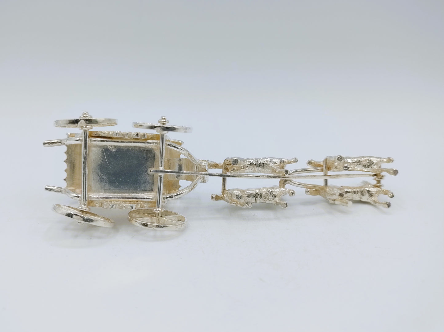 Zilveren miniatuur koets met 4 paarden, A.F. Westerwaal, Amsterdam, ca. 1910