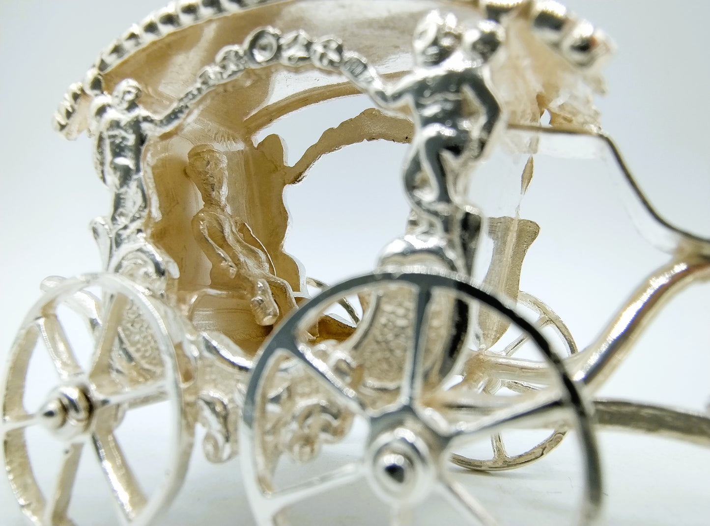 Zilveren miniatuur koets met 4 paarden, A.F. Westerwaal, Amsterdam, ca. 1910