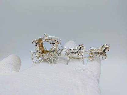 Zilveren miniatuur koets met 4 paarden, A.F. Westerwaal, Amsterdam, ca. 1910