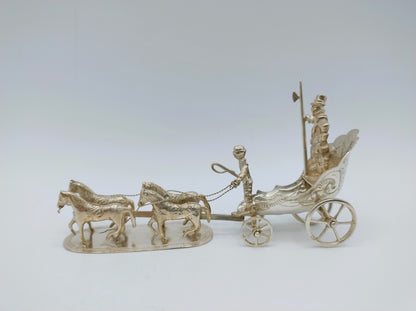 Zilveren miniatuur koets met 4 paarden, J.S. Zwanenburg & Zn, Sneek, 19e eeuws