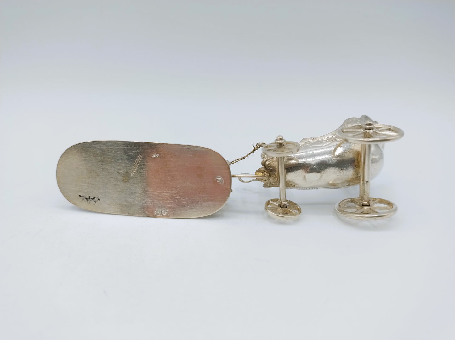 Zilveren miniatuur koets met 4 paarden, J.S. Zwanenburg & Zn, Sneek, 19e eeuws