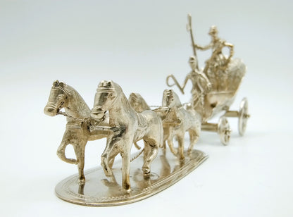 Zilveren miniatuur koets met 4 paarden, J.S. Zwanenburg & Zn, Sneek, 19e eeuws