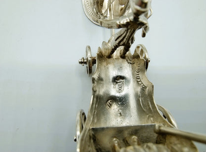 Zilveren miniatuur koets met 4 paarden, J.S. Zwanenburg & Zn, Sneek, 19e eeuws