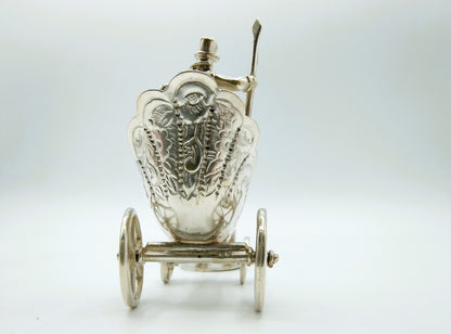 Zilveren miniatuur koets met 4 paarden, J.S. Zwanenburg & Zn, Sneek, 19e eeuws