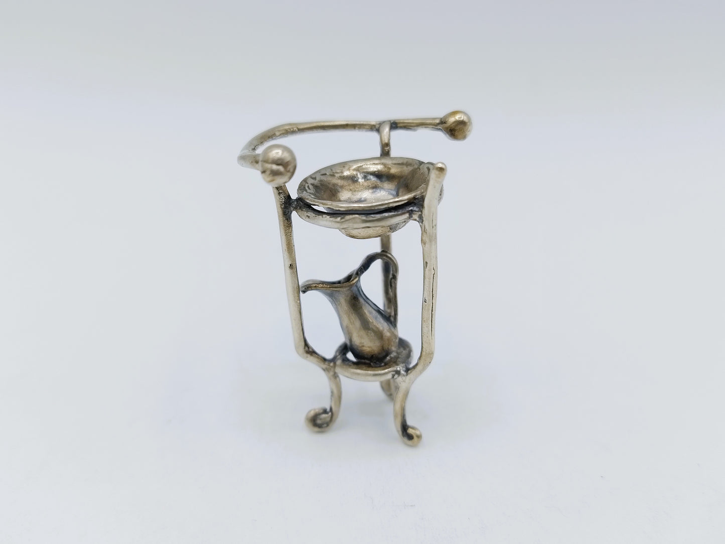 Silver miniature washbasin with jug, 19th century