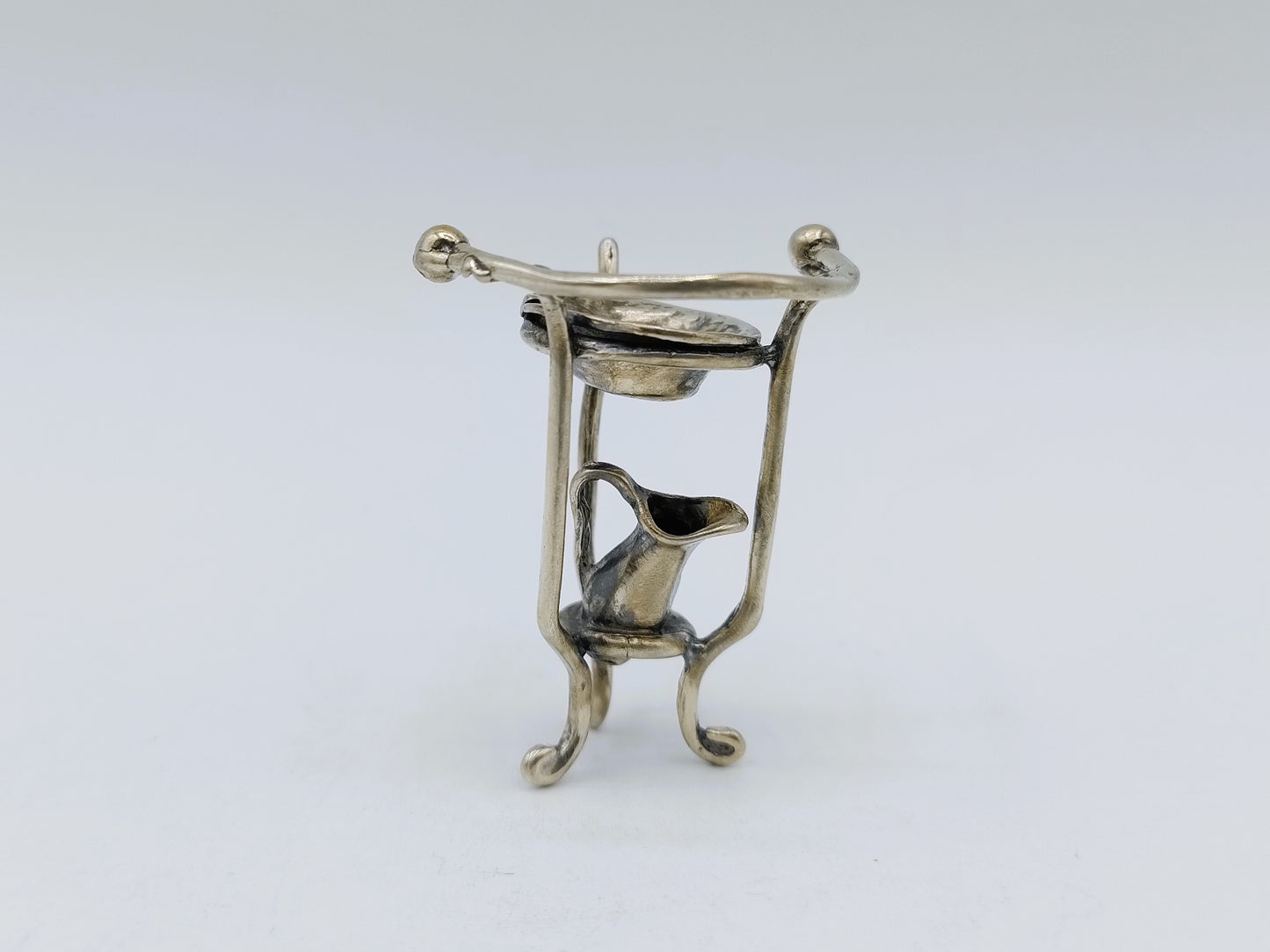 Silver miniature washbasin with jug, 19th century