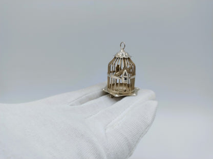 Silver miniature birdcage, H. Hooijkaas, Schoonhoven, c. 1950