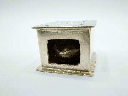 Silver miniature, foot stove with pan, J. van Straten, Hoorn, ca. 1920
