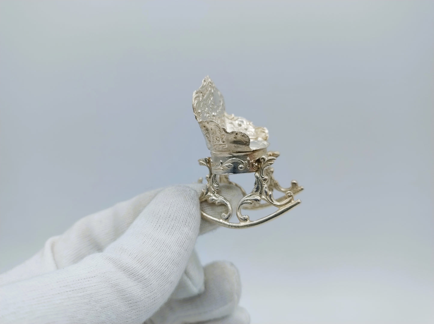 Silver rocking chair, B. M. Landeck, Chester, 1909