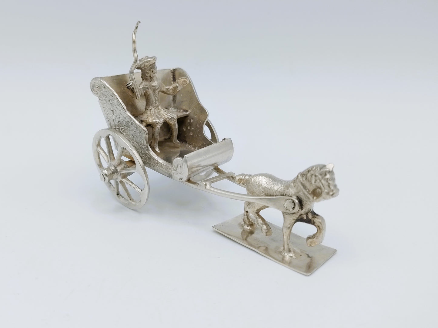 Zilveren miniatuur sjees met paard, F. van Strant I, Amsterdam, ca. 1715