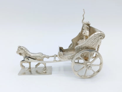 Zilveren miniatuur sjees met paard, F. van Strant I, Amsterdam, ca. 1715