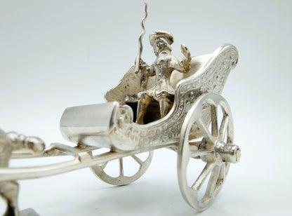 Zilveren miniatuur sjees met paard, F. van Strant I, Amsterdam, ca. 1715