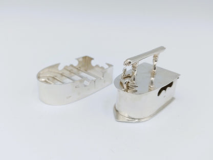Silver miniature iron with stand, R.J. Spaanstra, Drachten, 19th century