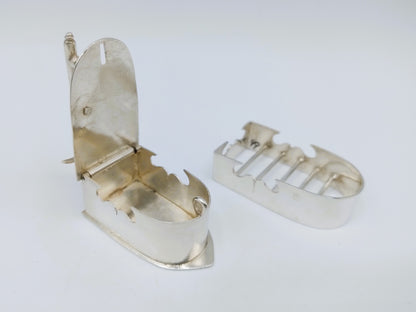Silver miniature iron with stand, R.J. Spaanstra, Drachten, 19th century