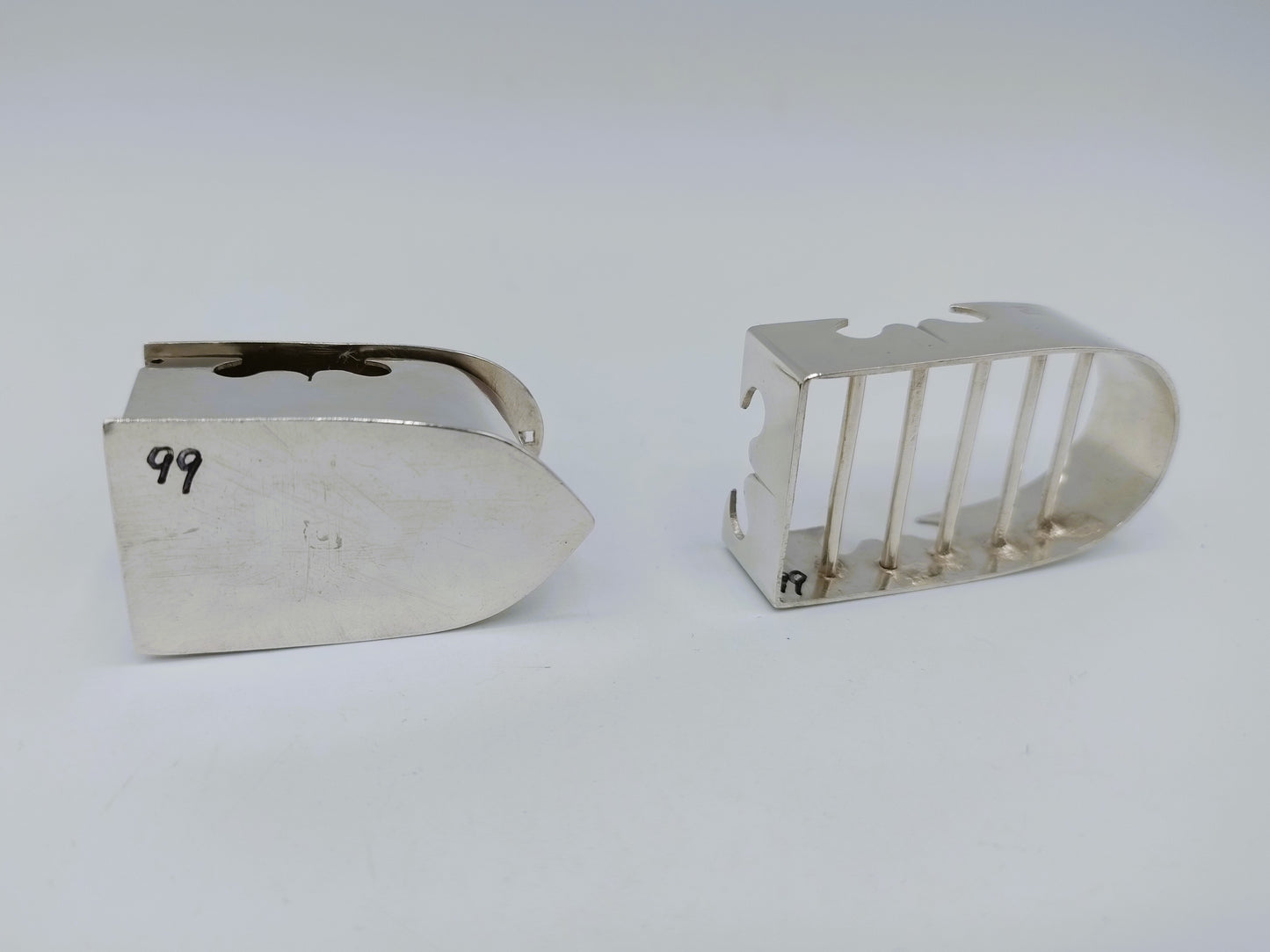 Silver miniature iron with stand, R.J. Spaanstra, Drachten, 19th century