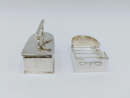 Silver miniature iron with stand, R.J. Spaanstra, Drachten, 19th century