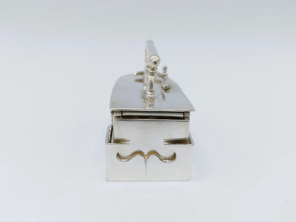 Silver miniature iron with stand, R.J. Spaanstra, Drachten, 19th century
