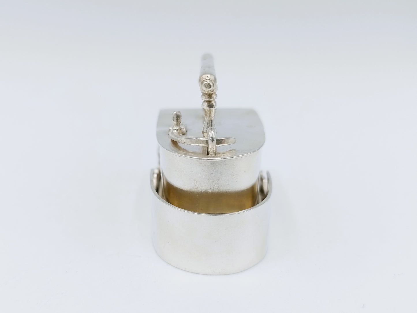 Silver miniature iron with stand, R.J. Spaanstra, Drachten, 19th century