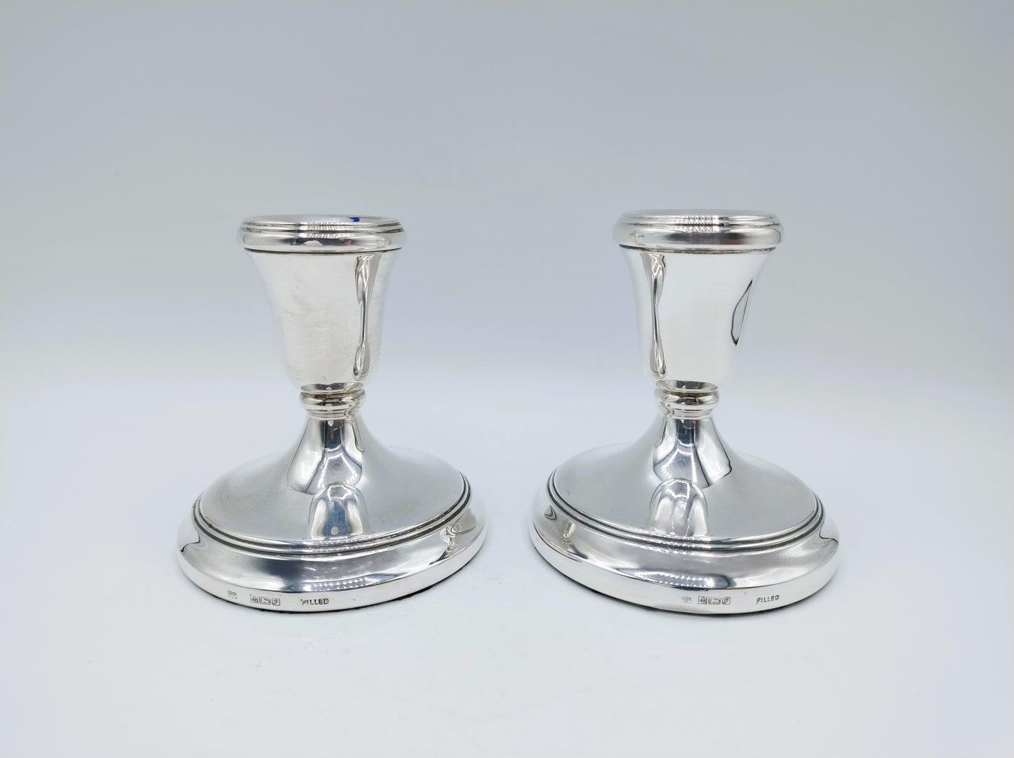 Silver candlesticks, A. M. Weisrose, Birmingham, 1989