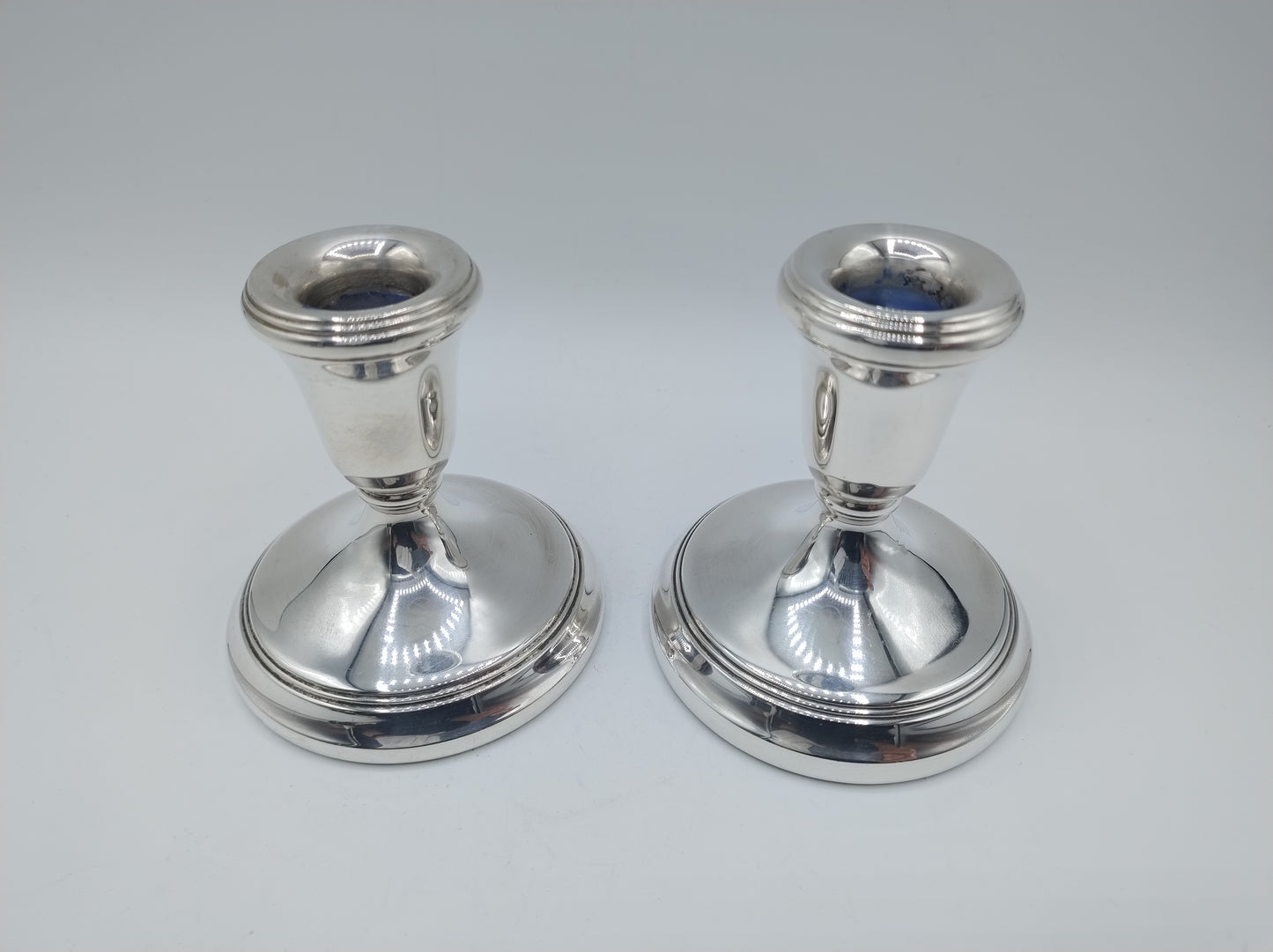 Silver candlesticks, A. M. Weisrose, Birmingham, 1989