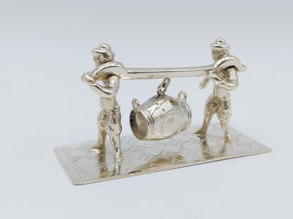 Silver miniature beer carriers, F. van Strant II, Amsterdam, c. 1740