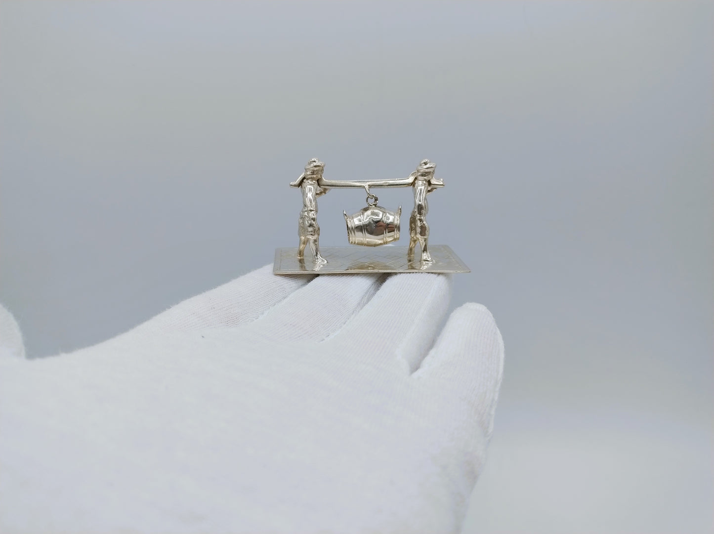 Silver miniature beer carriers, F. van Strant II, Amsterdam, c. 1740