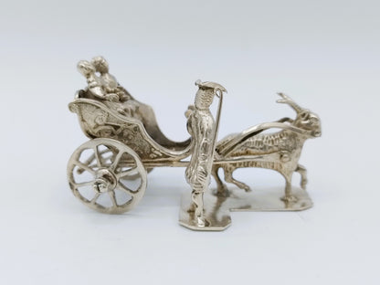 Zilveren miniatuur bokkenwagen, P. van Somerwil I, Amsterdam, 1740