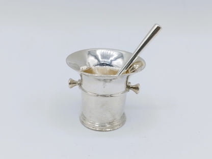 Zilveren miniatuur vijzel, W. van Strant, Amsterdam, 1734