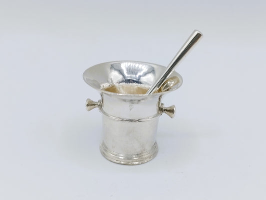 Zilveren miniatuur vijzel, W. van Strant, Amsterdam, 1734