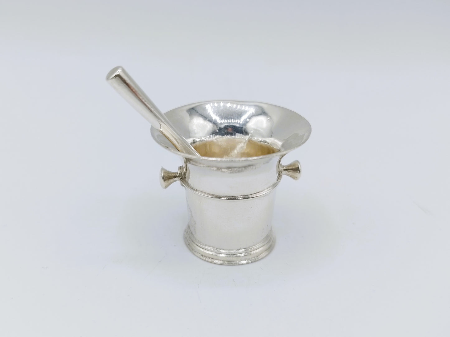 Zilveren miniatuur vijzel, W. van Strant, Amsterdam, 1734