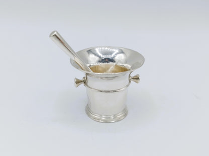 Zilveren miniatuur vijzel, W. van Strant, Amsterdam, 1734