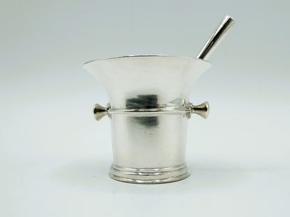 Zilveren miniatuur vijzel, W. van Strant, Amsterdam, 1734