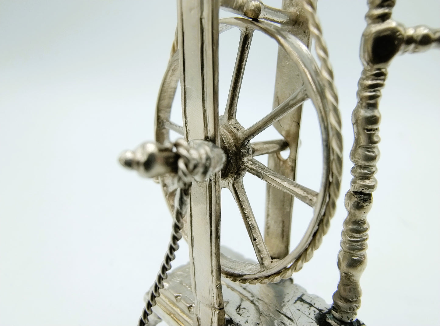 Zilveren miniatuur spinnewiel, W. Jansen, Amsterdam, ca. 1665