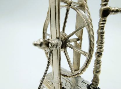 Zilveren miniatuur spinnewiel, W. Jansen, Amsterdam, ca. 1665