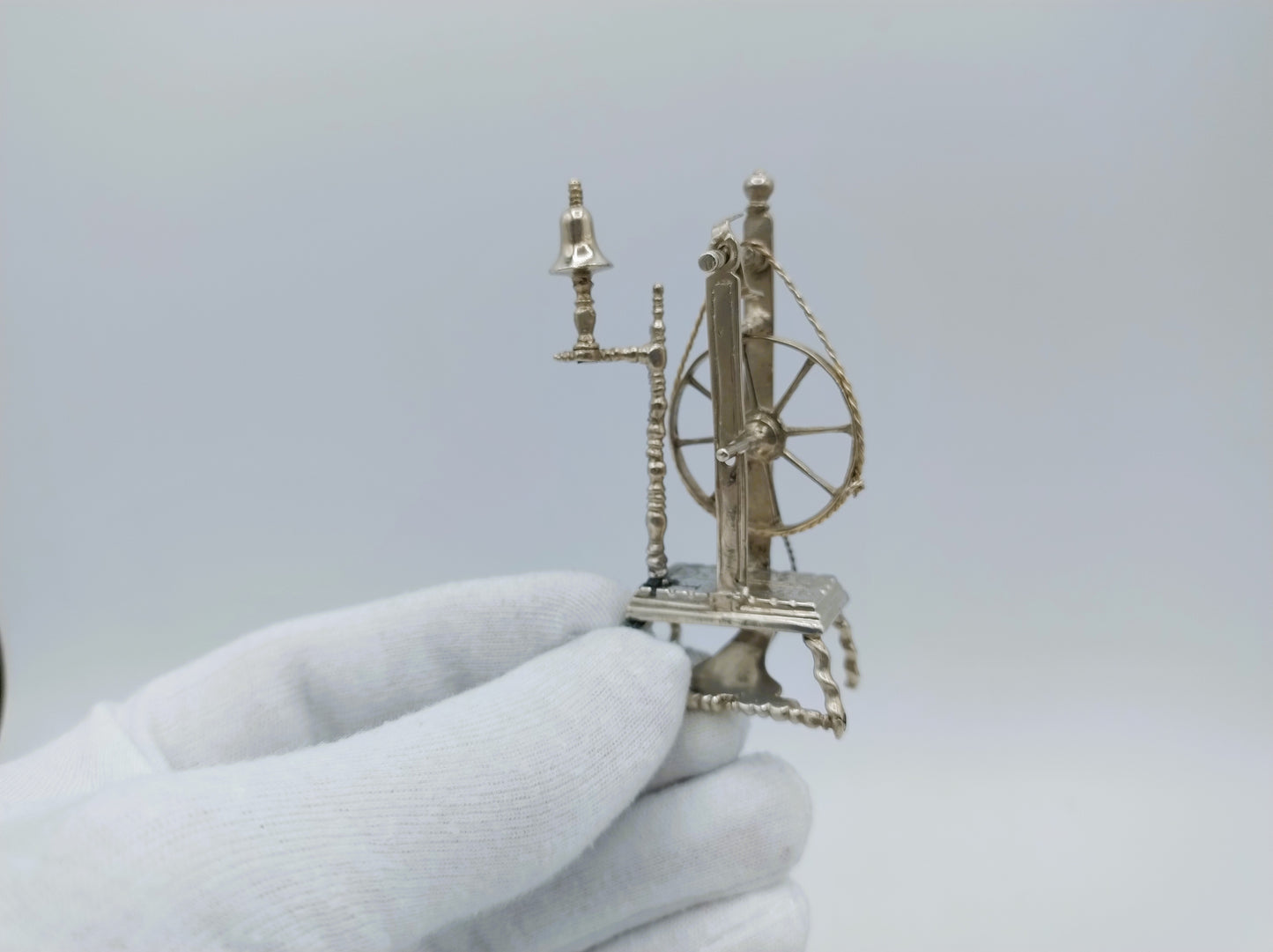 Zilveren miniatuur spinnewiel, W. Jansen, Amsterdam, ca. 1665