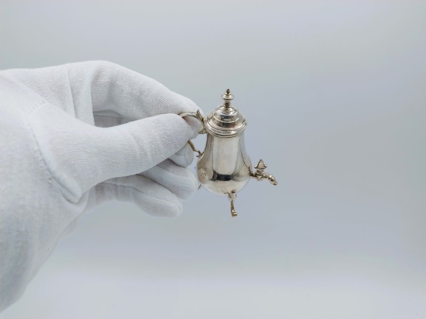 Zilveren miniatuur kraantjeskan, A. van Geffen, Amsterdam, 1759