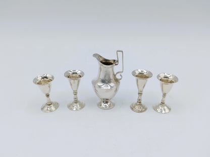 Zilveren miniatuurset, kan met 4 kelken, H. Duller, 1802